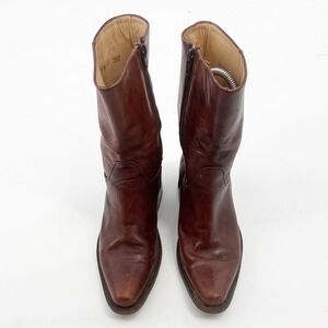 Frye Rush 77040 Cognac Brown Leather Square Toe Mid-Calf Western Boots Women 5.5